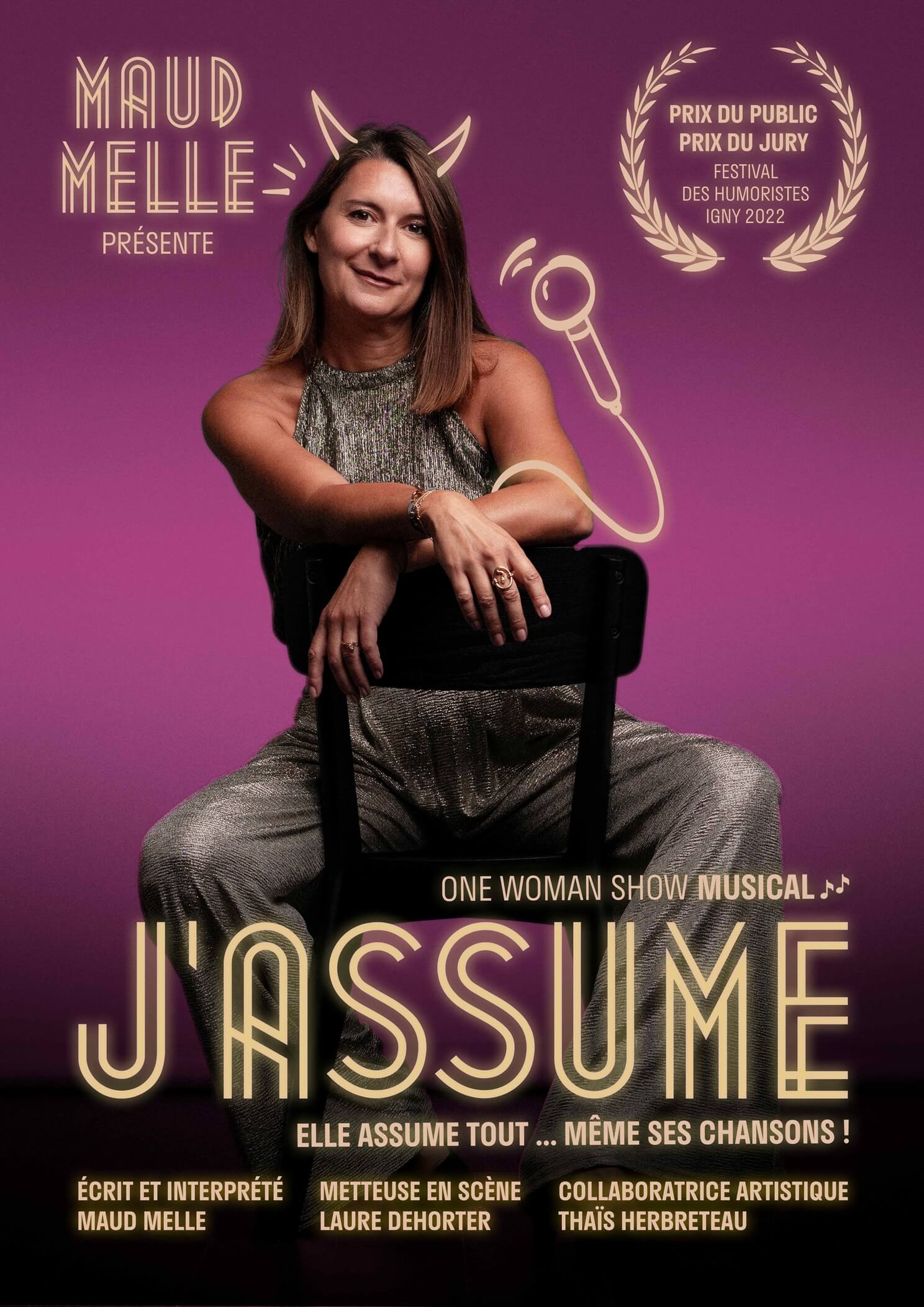 Affiche du one-woman-show musical de Maud Mellé "J'assume"