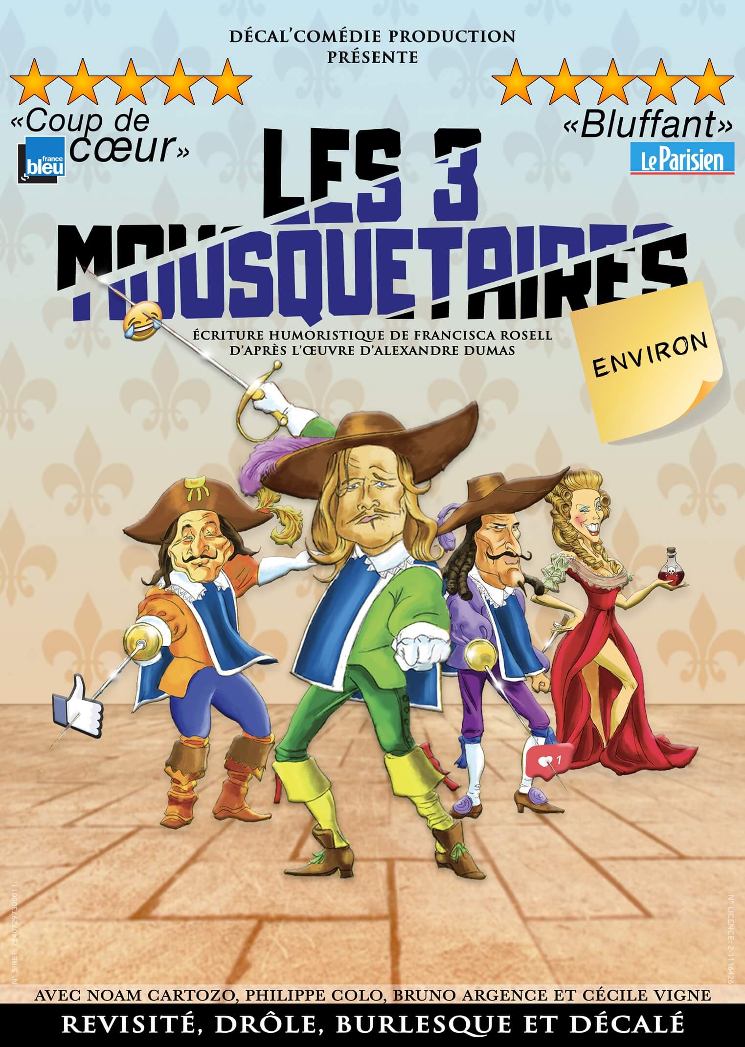 Affiche de la comédie "Les 3 Mousquetaires environ"